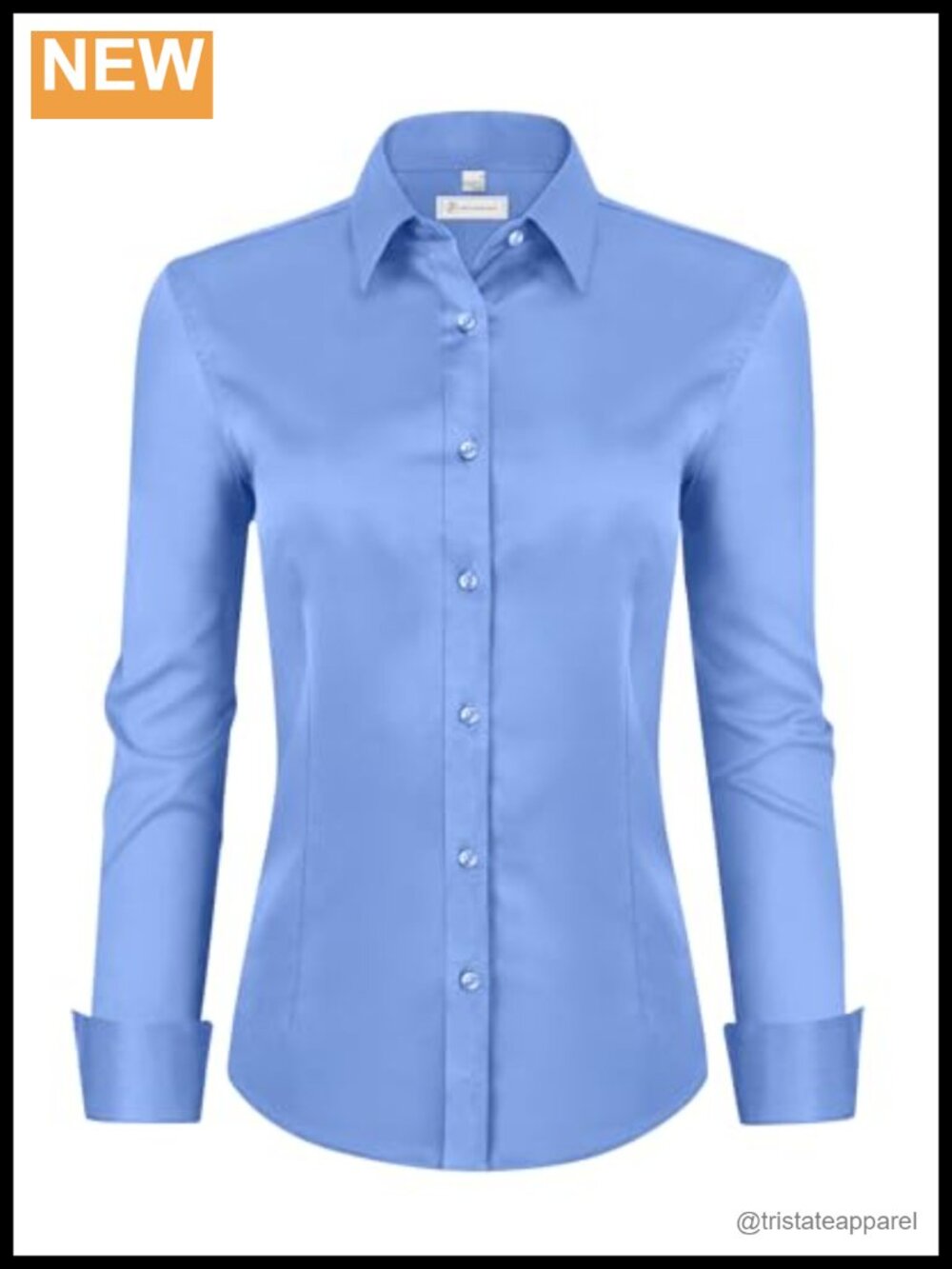 Women's Long Sleeve Button Down Shirt Wrinkle-Free Stretch Cotton Blend Office